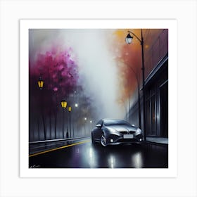 Car In The Rain Art Print