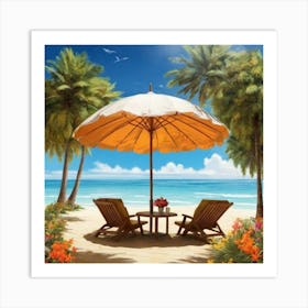 Two Chairs On The Beach 2 Art Print