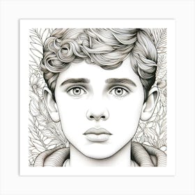 Young Boy Colouring 1 Art Print