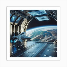 Spaceship In Space Art Print