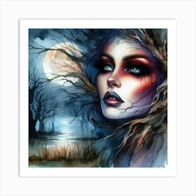 Spooky Woman In The Forest Art Print