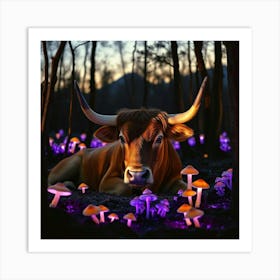 Cow In The Forest Art Print