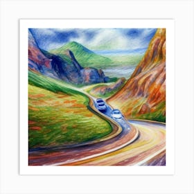 Car Racing Drawing Art Print