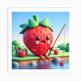 Strawberry Fishing 2 Art Print