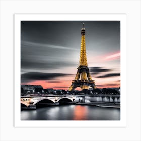 Eiffel Tower At Dusk 5 Art Print