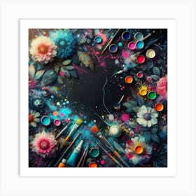 Abstract On A Black Background Art Print