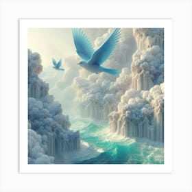 Blue Birds In The Sky Art Print