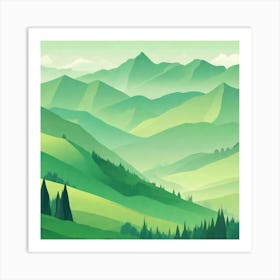 Misty mountains background in green tone 7 Art Print