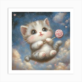 Lollipop Kitten 3 Art Print