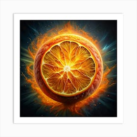 Flaming Orange Slice Art Print