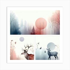 Deer In The Forest 3 Art Print