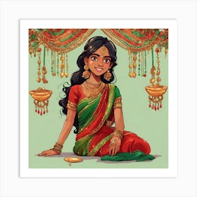 Indian Girl In Sari 4 Art Print