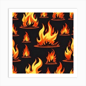 Flames On Black Background 70 Art Print