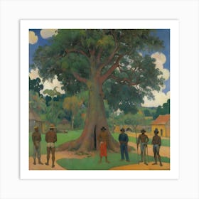 The Large Tree With Village People Paul Gauguin Art Print 3 Art Print