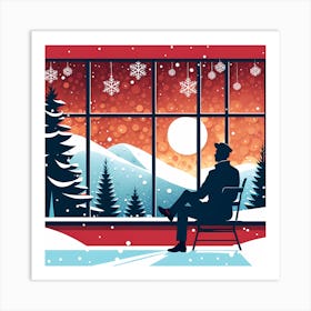 Christmas Window 8 vector art Art Print