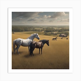 Field Landscape With Horses On It Trending On Artstation Sharp Focus Studio Photo Intricate Deta (6) Art Print