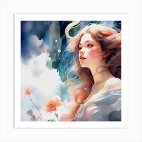 Beautiful Girl With Long Hair Art Print