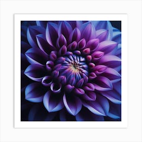 Indigo Dahlia 1 Art Print