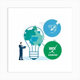 Conceptual Icons Depicting Business Decision Making Process From Strategic Planning To Final Approva Art Print