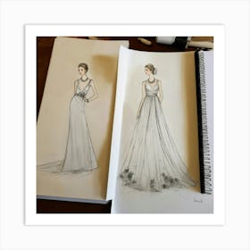 Sketch Of A Wedding Dress Art Print