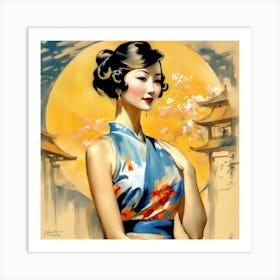 Chinese Lady In Blue Art Print
