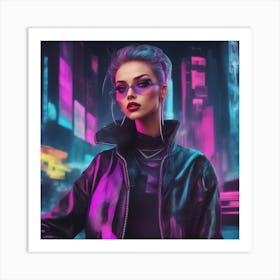 Cyberpunk city print Art Print