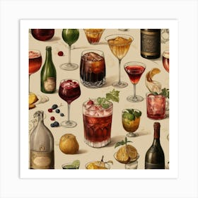 Default Drinks In The Style Of Different Historical Epochs Aes 1 Art Print