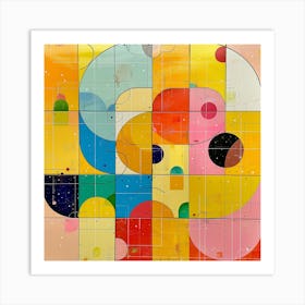 Abstract, color block, thin line, azulejo, mosaica Art Print