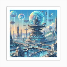 Anime Landscape With Futuristic Technology (3) Art Print