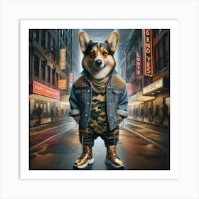 Dog In Camouflage Art Print