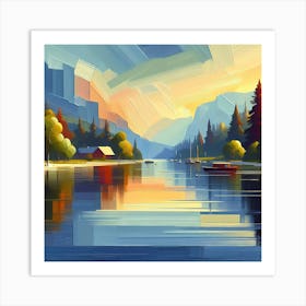 Sunset By The Lake 18 Art Print