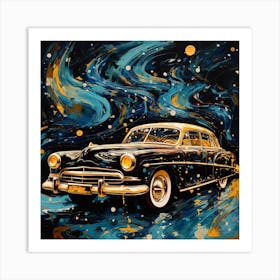 Classic Car In Space Art Print