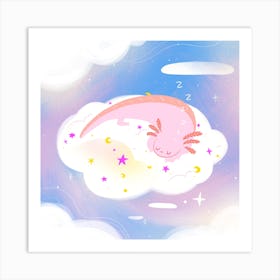 Dreaming Axolotl Square Art Print