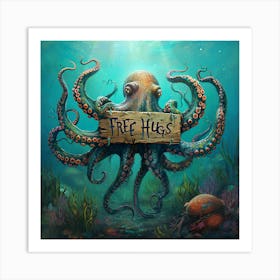 Octopus Offers Free Hugs Art Print