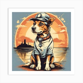 Dog In Hat Art Print