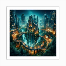 Cityscape At Night Art Print