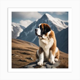 St Bernard Dog 4 Art Print