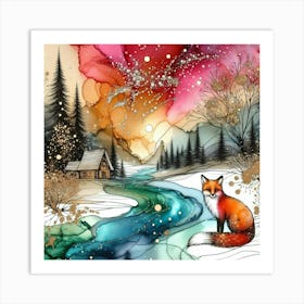 Fox By The River Art Print