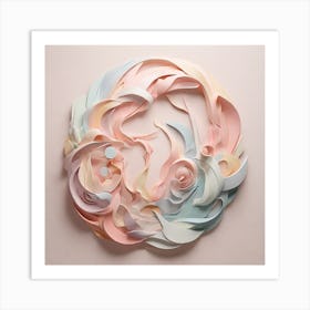 Paper Art _ Abstract Shape Using Light Pastel Col 2 Art Print