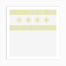 Chicago Flag Vintage Souvenir Gift Faded Retro Style Art Print