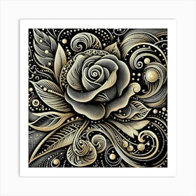 Gold Rose 8 Art Print