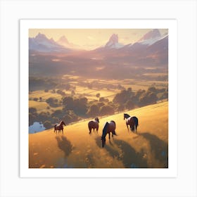 Horses In A Field 35 Art Print