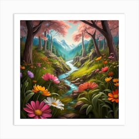 Spring Flowers In The Forest Art Print