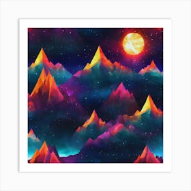 Galaxy Mountains Art Print