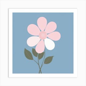 A White And Pink Flower In Minimalist Style Square Composition 220 Art Print