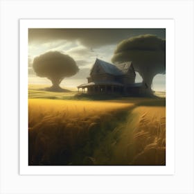 House In The Field Art Print