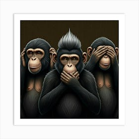 Three Chimpanzees Art Print