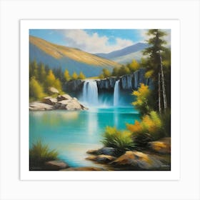 Waterfall In The Mountains 37 Art Print