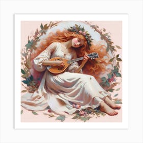 Girl with a mandolin1  Art Print