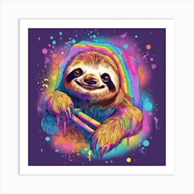 Rainbow Sloth Pop Art Print